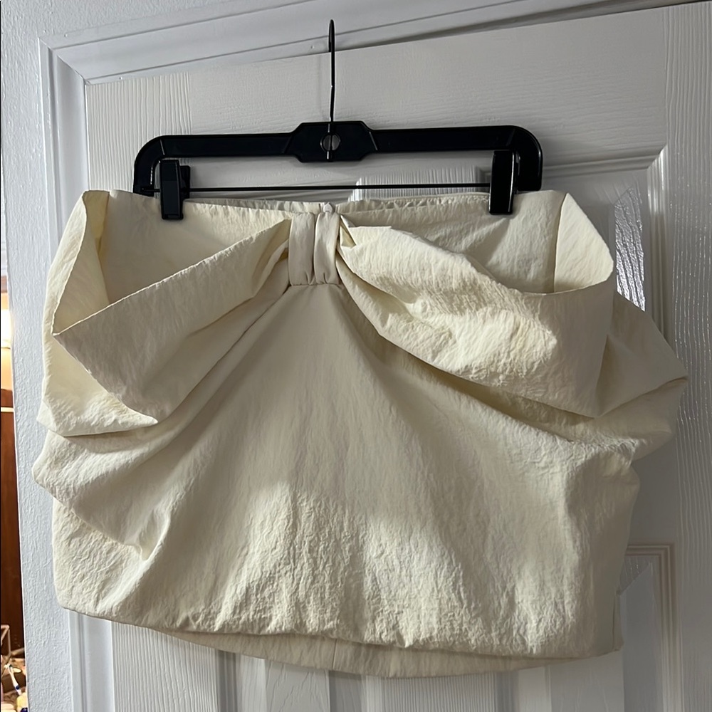 Zara Ivory Blouse with Bow Accent